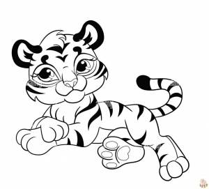 Раскраска тигр для детей 3 4 лет #16 #522363