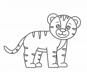 Раскраска тигр для детей 3 4 лет #38 #522385