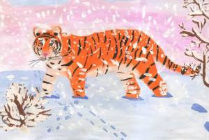 Раскраска тигр для детей 6 7 лет #9 #522394