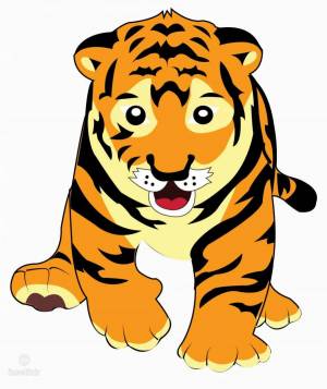 Раскраска тигр для малышей #22 #522443