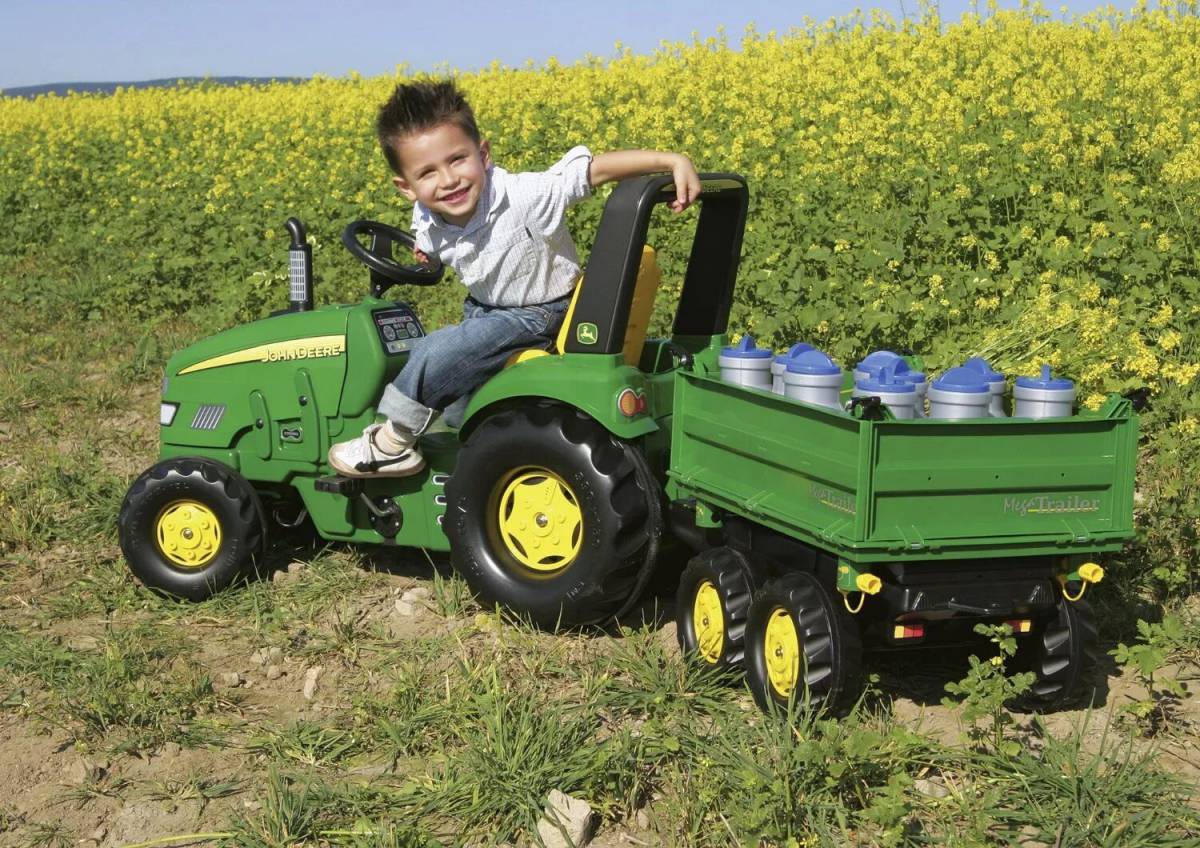 Трактора для детей 7 лет. John Deere прицеп для трактора. John Deere Trac 6m. Трактор Джон Дир с прицепом. Детский трактор Джон Дир.