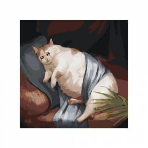 Раскраска толстый котик картина по номерам на холсте z na57 40х40 #24 #526099