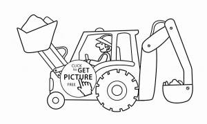Раскраска трактор с ковшом для детей #30 #527737
