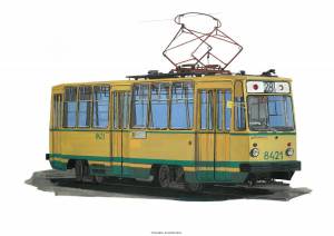 Раскраска трамвай для детей #21 #527921