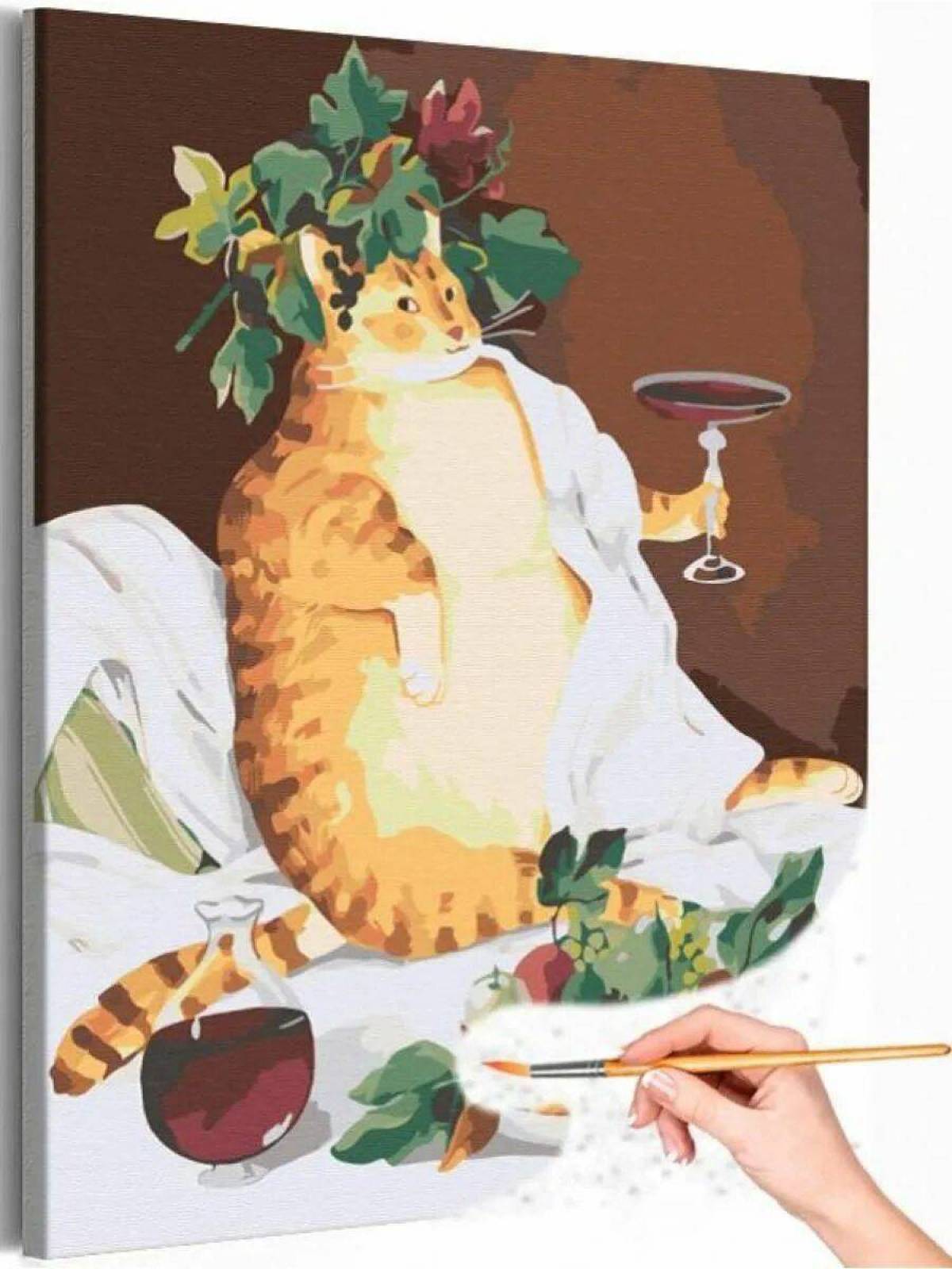 Толстый котик картина по номерам на холсте z na57 40х40 #4