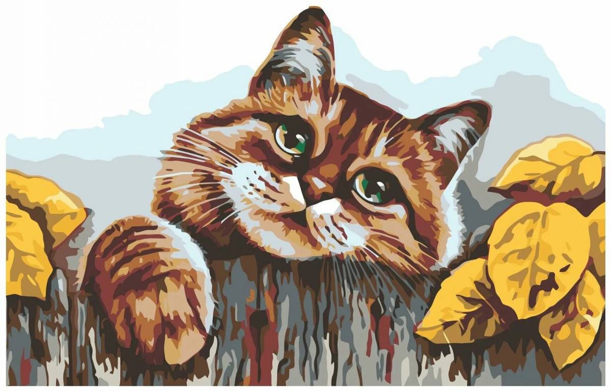 Толстый котик картина по номерам на холсте z na57 40х40 #6