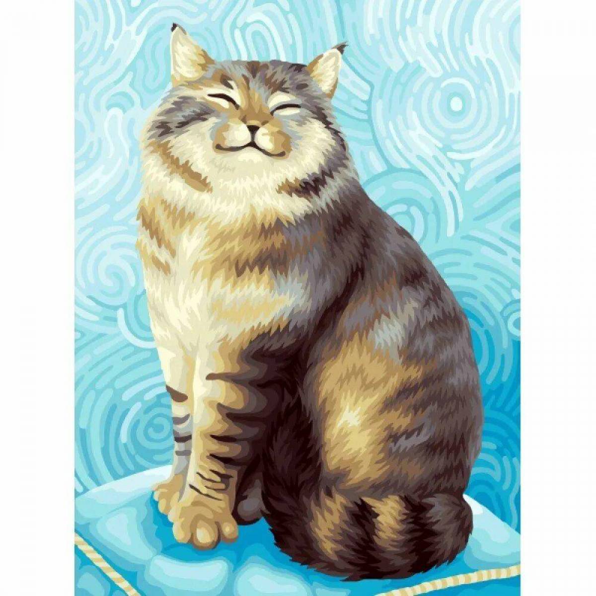 Толстый котик картина по номерам на холсте z na57 40х40 #12