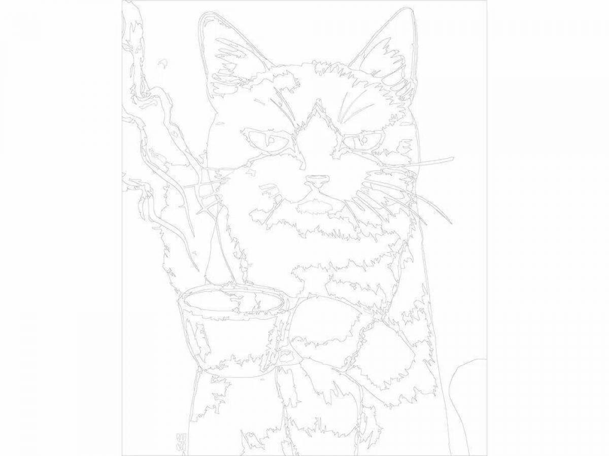 Толстый котик картина по номерам на холсте z na57 40х40 #13