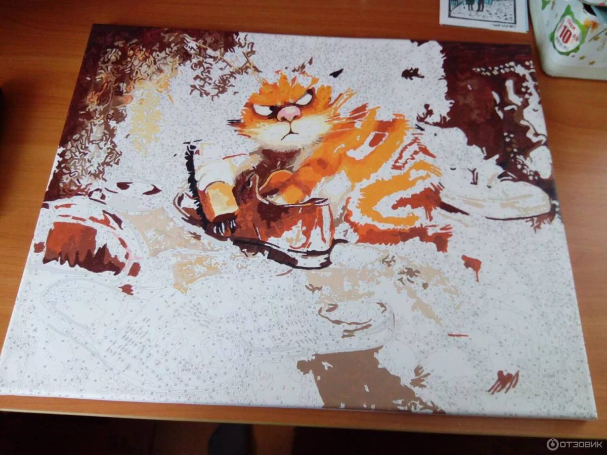 Толстый котик картина по номерам на холсте z na57 40х40 #15