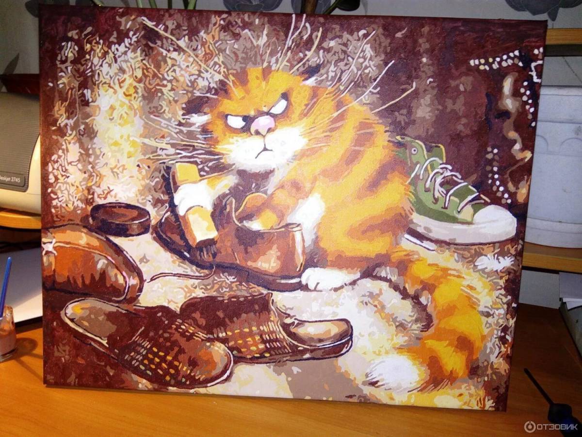 Толстый котик картина по номерам на холсте z na57 40х40 #19