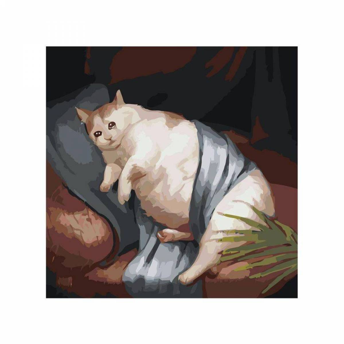 Толстый котик картина по номерам на холсте z na57 40х40 #24