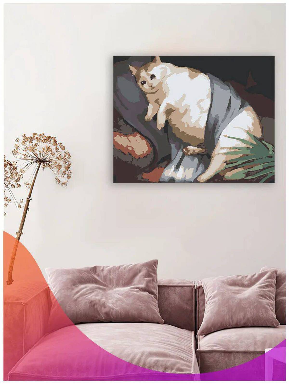 Толстый котик картина по номерам на холсте z na57 40х40 #25