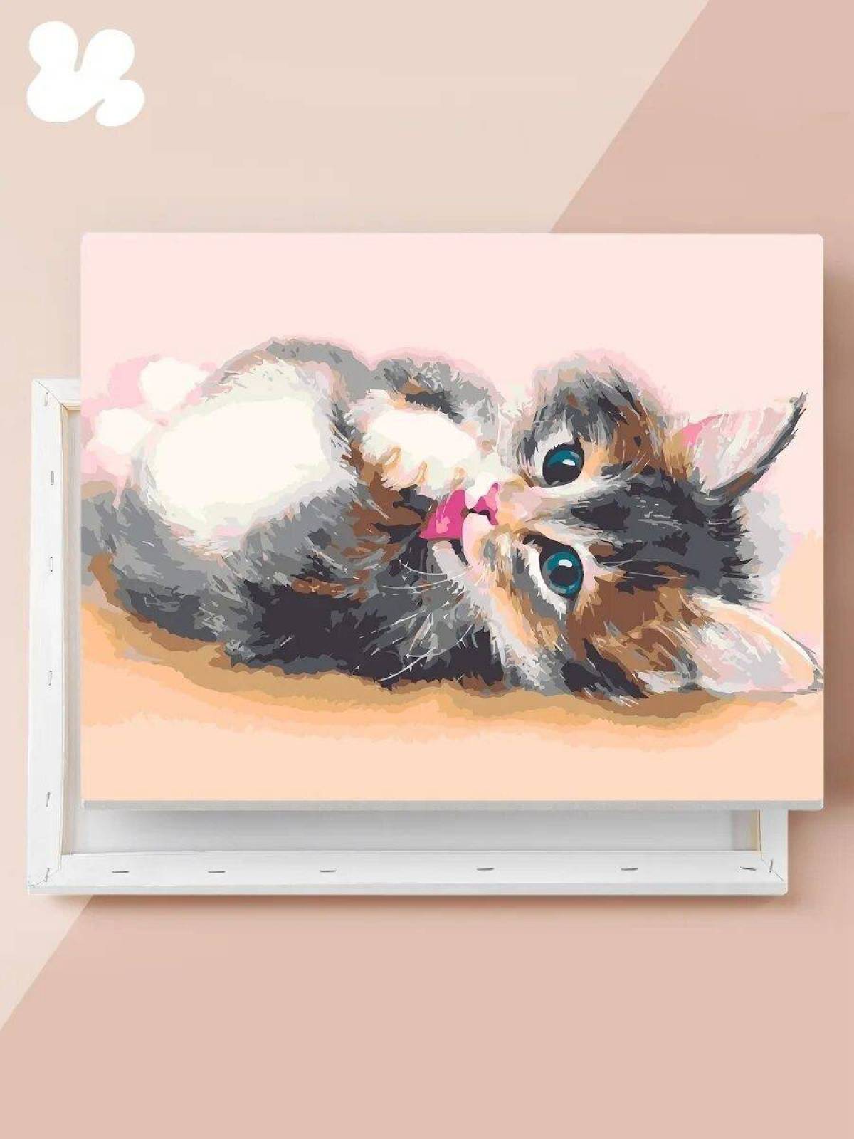 Толстый котик картина по номерам на холсте z na57 40х40 #30