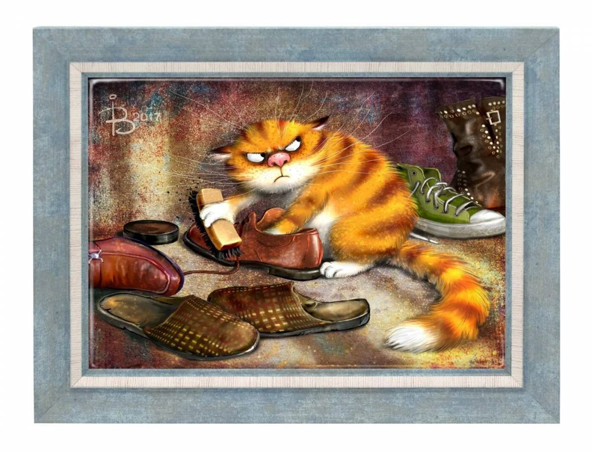 Толстый котик картина по номерам на холсте z na57 40х40 #38