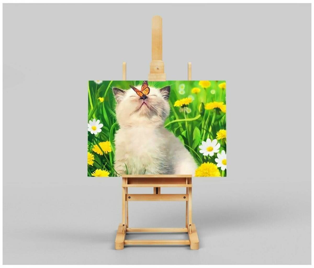 Толстый котик картина по номерам на холсте z na57 40х40 #39
