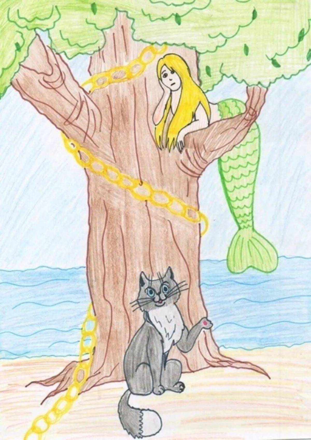 Картинка У лукоморья дуб зеленый для детей #29.
