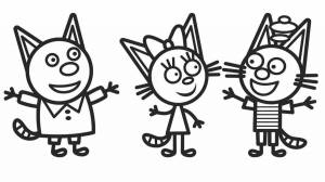 Раскраска три кота для малышей #16 #529109