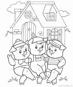 Раскраска три поросенка для детей 4 5 лет #12 #529428