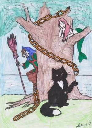 Раскраска у лукоморья дуб зеленый для детей #18 #531725