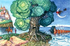 Раскраска у лукоморья дуб зеленый для детей #22 #531729