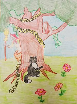 Раскраска у лукоморья дуб зеленый для детей #25 #531732
