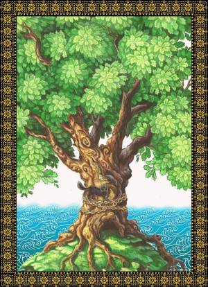 Раскраска у лукоморья дуб зеленый для детей #36 #531743