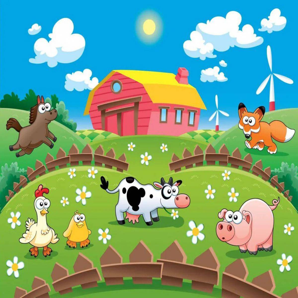 Животные на ферме. Ферма для детей. Домашние животные на ферме. Животные фермы для малышей. 4g ферма