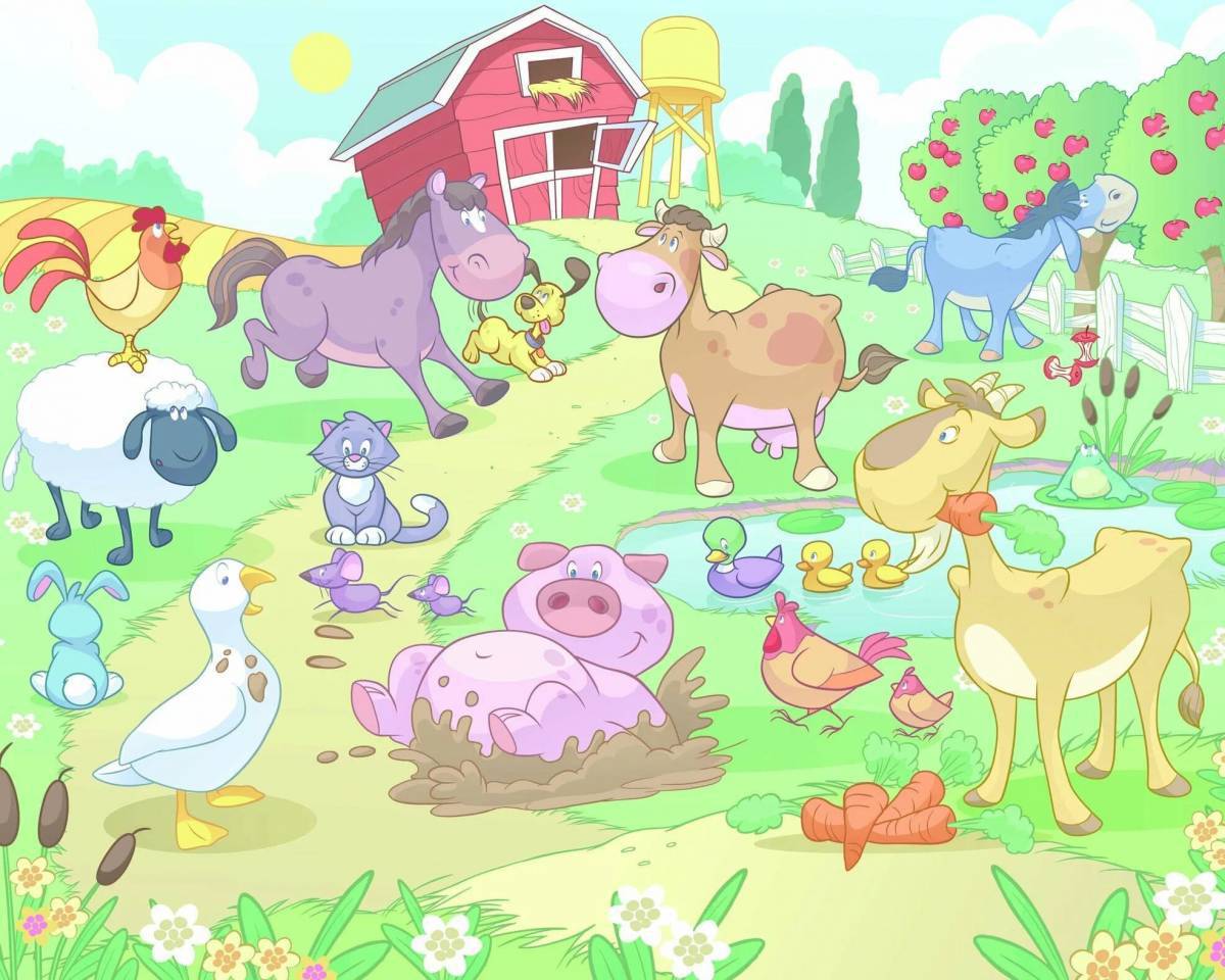 He lives on the farm. Larsen fh23 - животные фермы. Домашние животные на ферме. Иллюстрации с домашними животными. Домашние животные на ферме для детей.