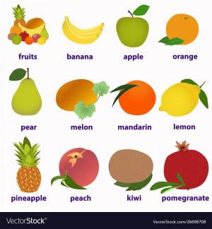 Раскраска фрукты на английском #37 #544545
