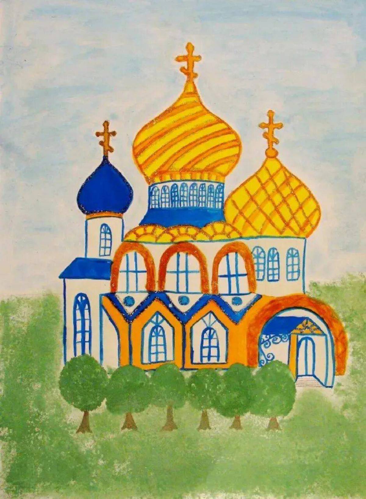 Рисунки на православную тему. 4кл изо древние соборы. Храм рисунок. Церковь цветными карандашами. Дети в церкви.