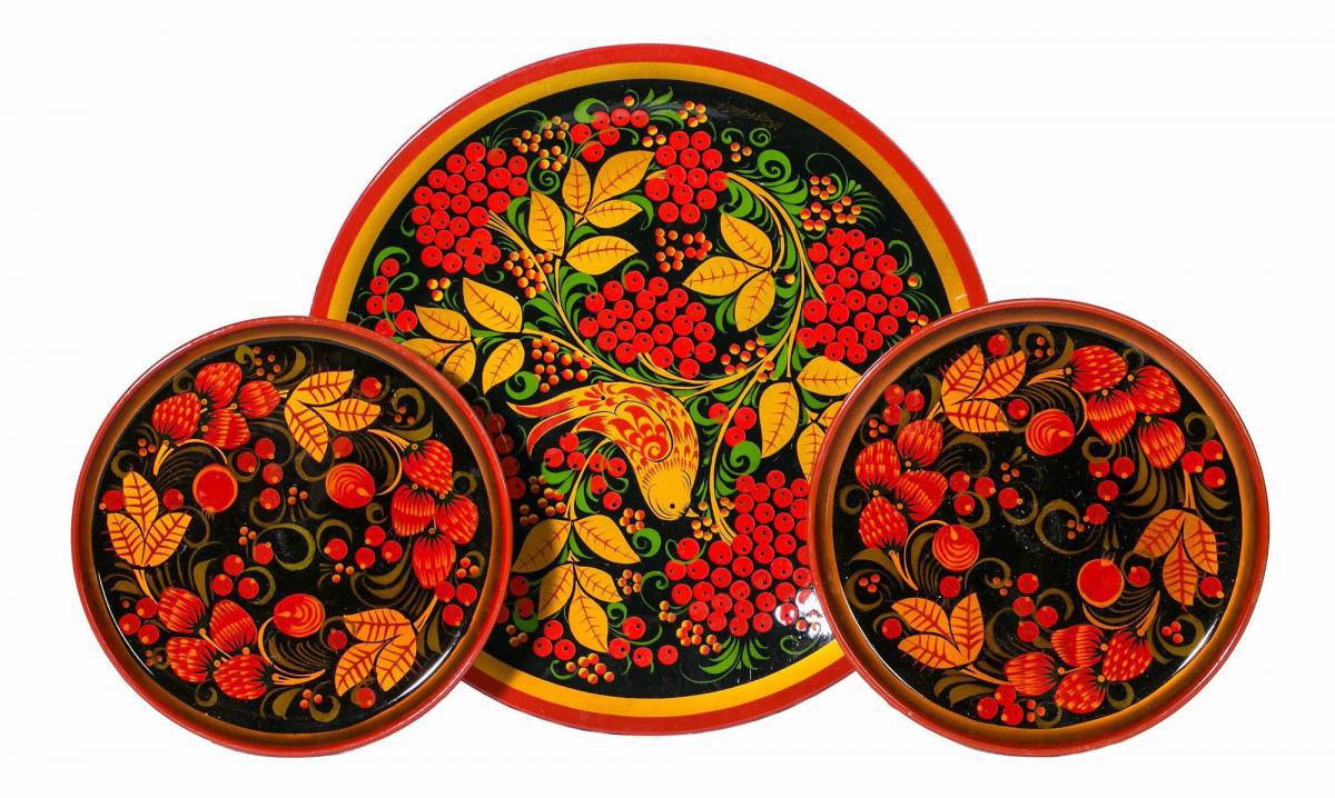 Хохломская роспись тарелка #15