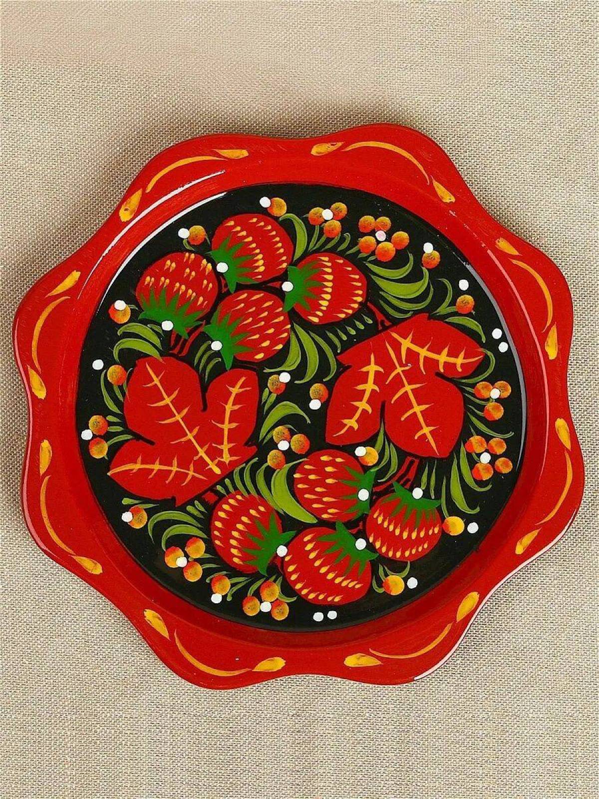 Хохломская роспись тарелка #35