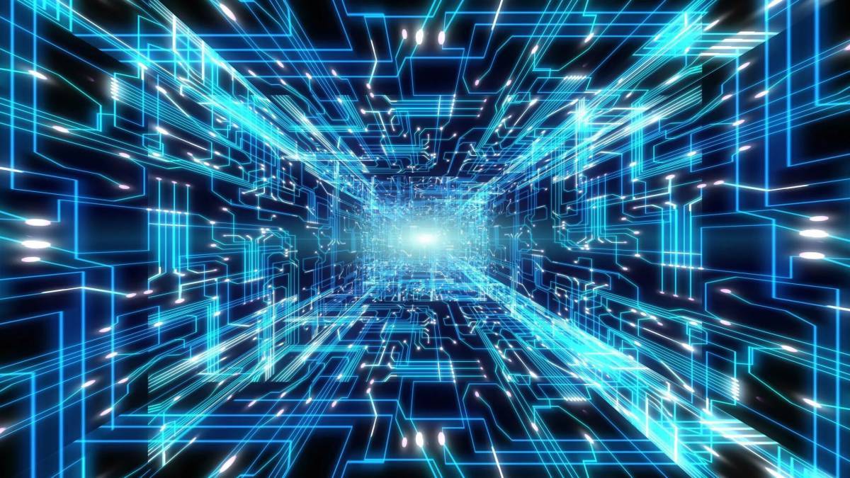 Инновации и технологии. Матрица 101011010010101001010 синяя. Графический фон. Digital image. Фон технологии.