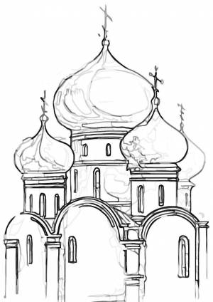 Раскраска церковь с куполами для детей #14 #554036