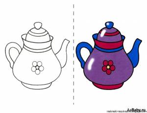 Раскраска чайник для детей 2 3 лет #7 #555464