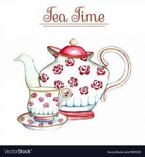 Раскраска чайник и чашка для детей #3 #555590