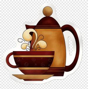 Раскраска чайник и чашка для детей #19 #555606
