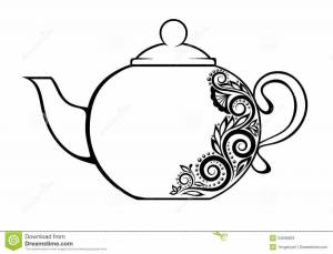 Раскраска чайник и чашка для детей #28 #555615