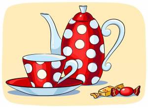 Раскраска чайник и чашка для детей #30 #555617
