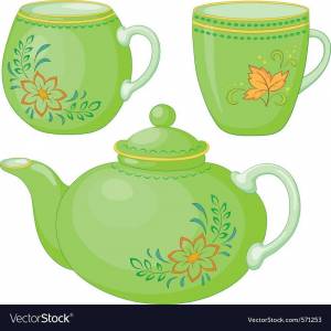 Раскраска чайник и чашка для детей #32 #555619