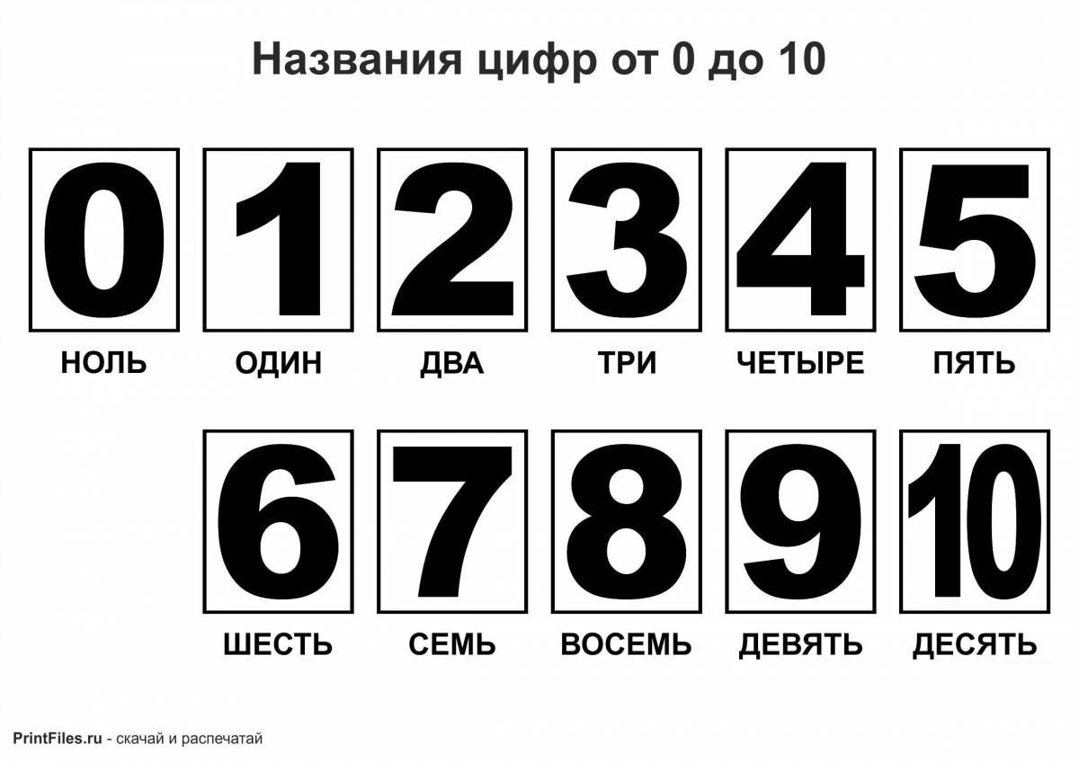 Шаблоны и трафарет цифр от 1 до 10 для вырезания из бумаги: скачать и распечатать А4