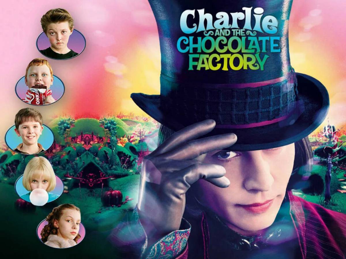 Через шоколадная фабрика. Charlie and the Chocolate Factory 2005 poster.