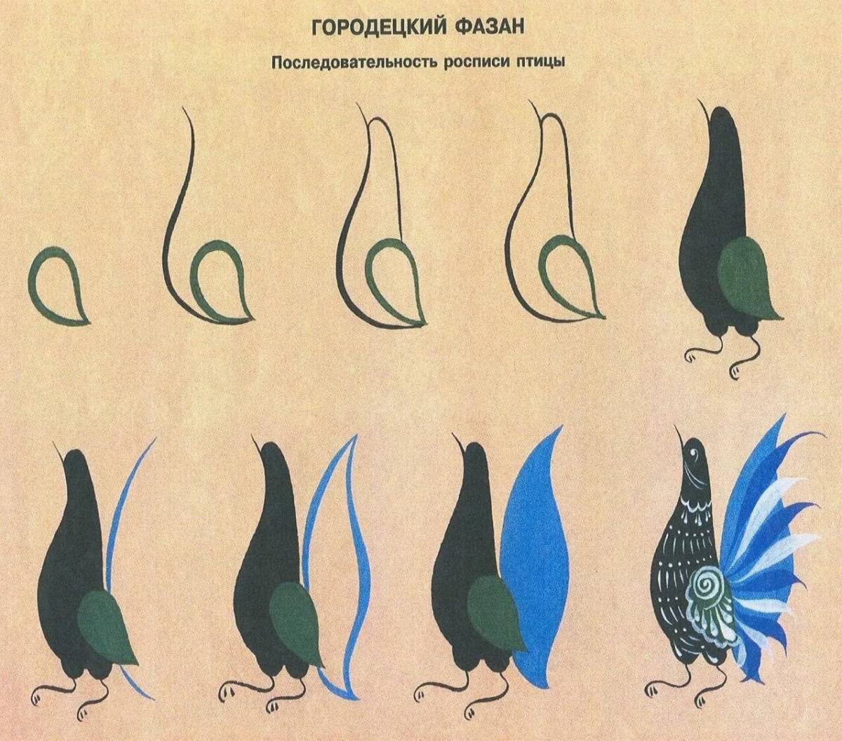 Рисунки детей городецкая роспись