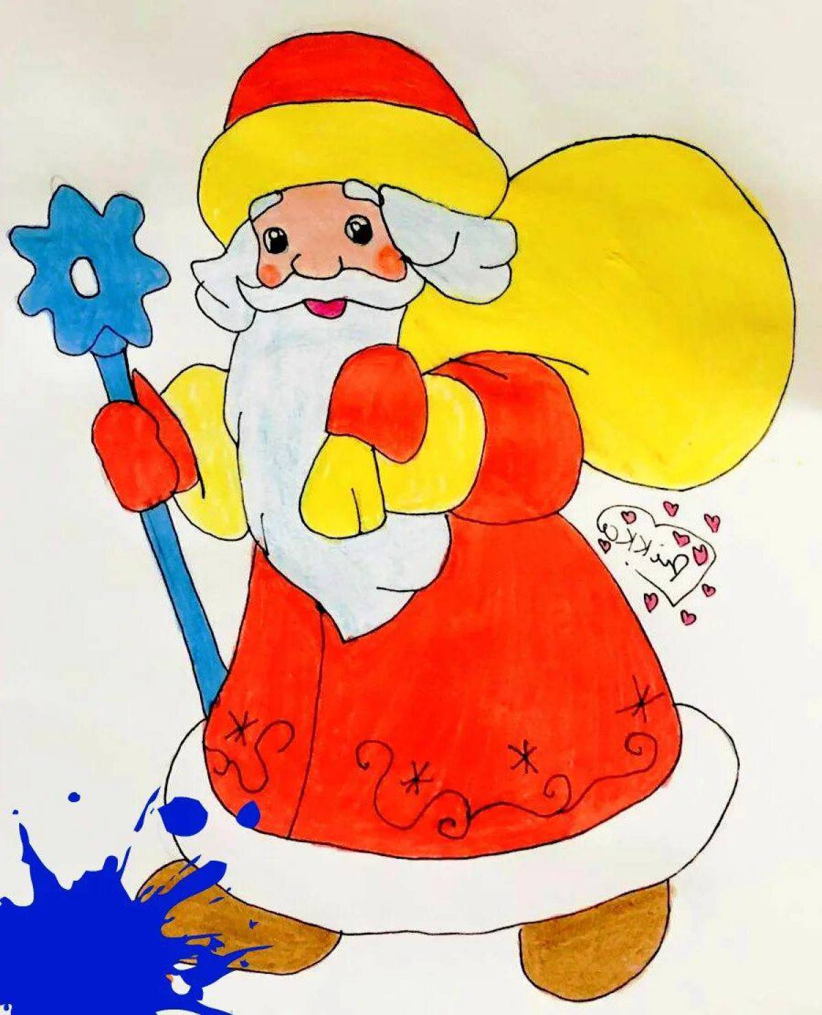 Дед мороз 4 класс. Рисовать Деда Мороза. Дед Мороз рисунок. Новогодние рисунки для детей. Дед Мороз карандашом.