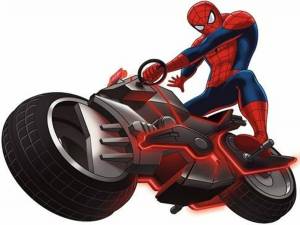 Раскраска человек паук на мотоцикле #1 #558148