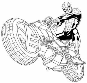 Раскраска человек паук на мотоцикле #15 #558162