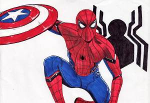 Раскраска человек паук со щитом #14 #558347