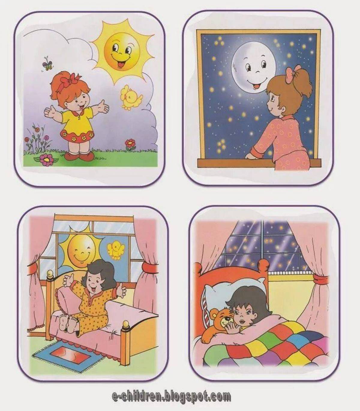 Игра утро и вечер. Утро, день, вечер, ночь. Части суток для дошкольников. Карточки с изображением частей суток. Сутки для дошкольников.