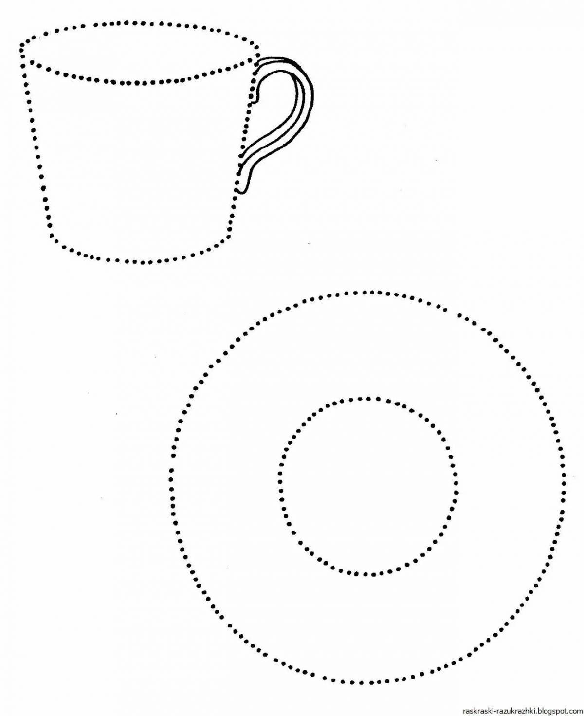 Чашка и блюдце для детей аппликация шаблон #35
