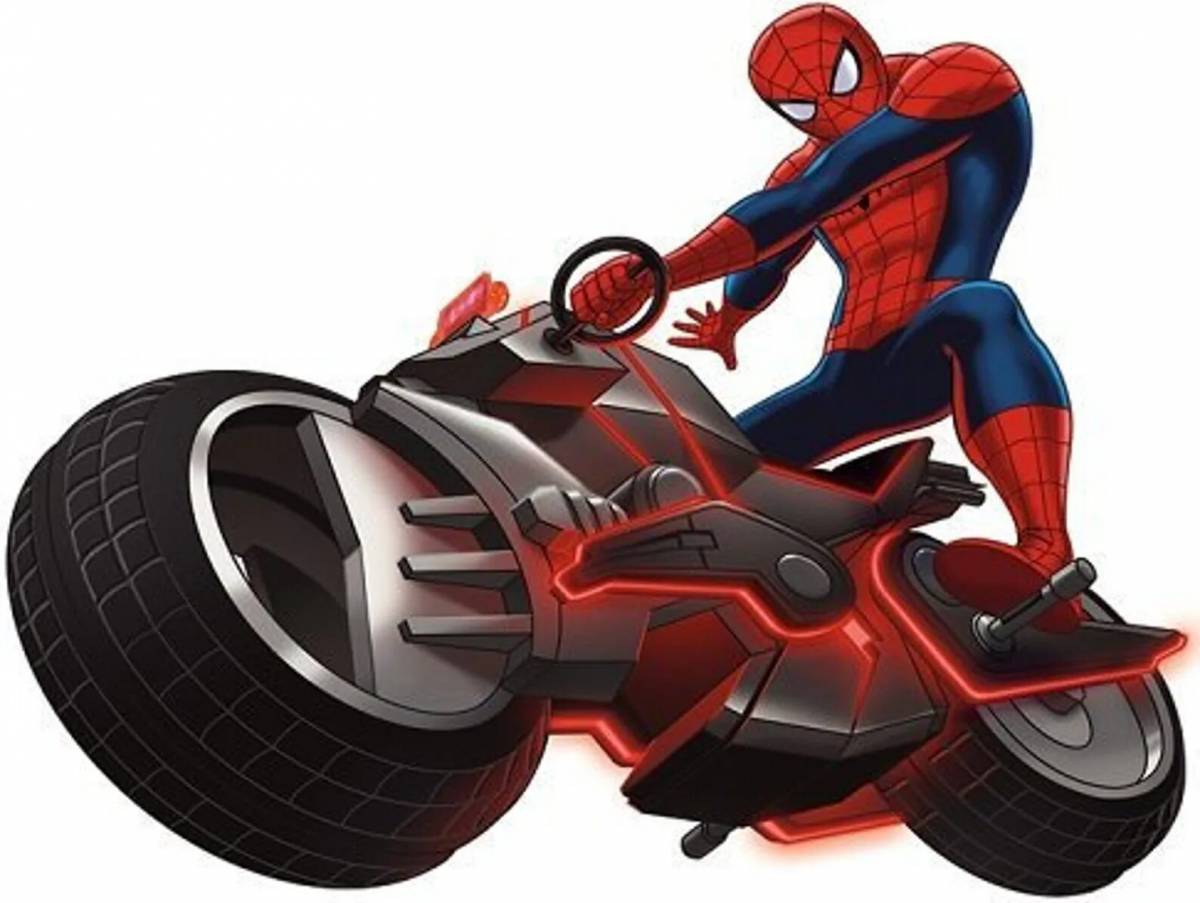 Человек паук на мотоцикле #1